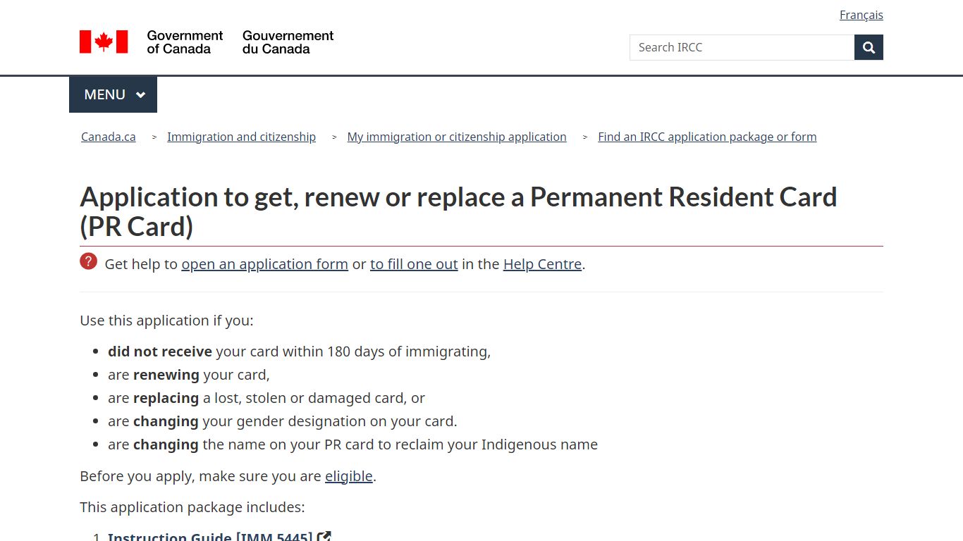 Application to get, renew or replace a Permanent Resident Card (PR Card ...